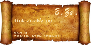 Bink Zsadány névjegykártya
